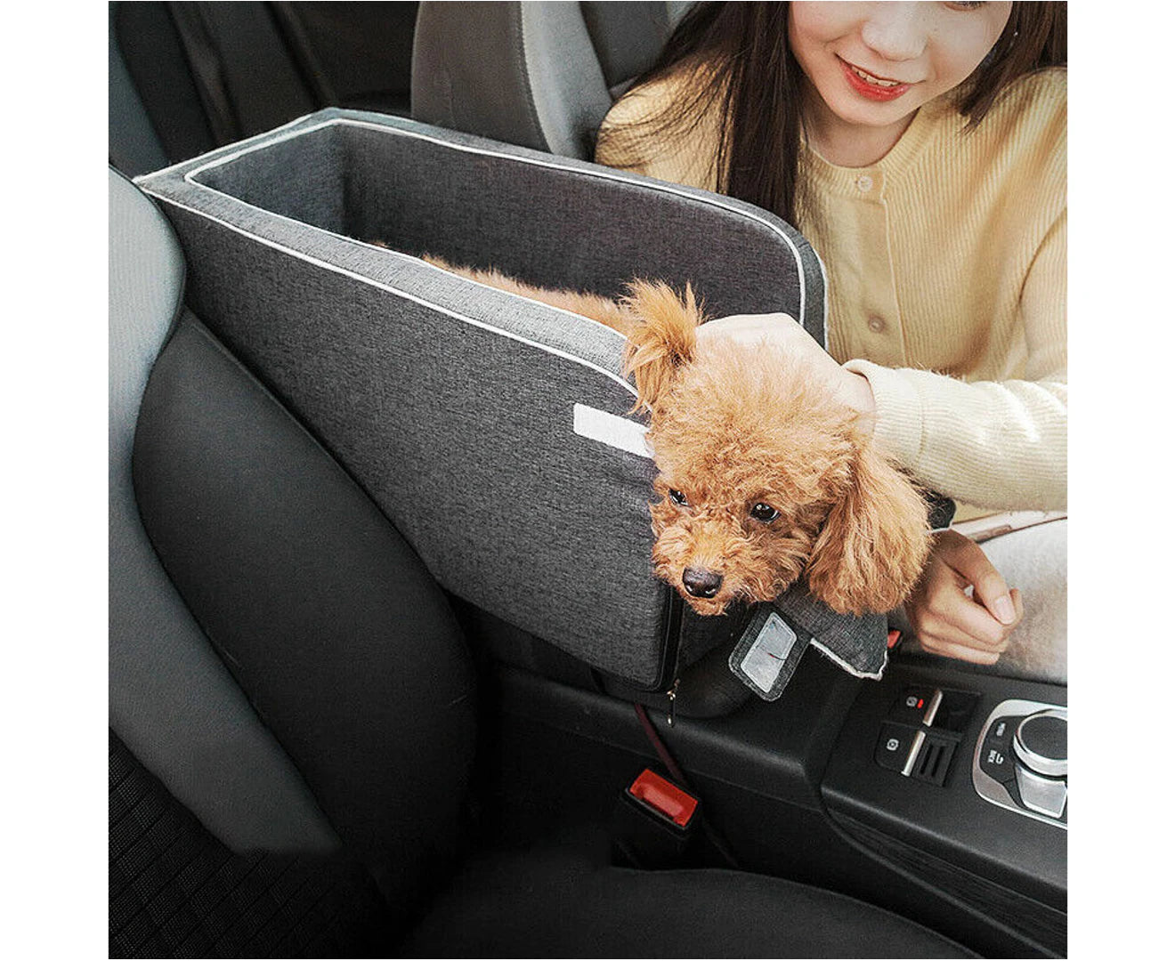 Car Pet Seat Auto Seat Center Console Dog Cat Nest Pad Removable Pet Carrier