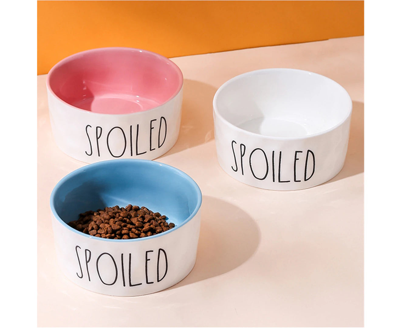 Contrast Color English Pet Bowl Ceramic Drinking Bowl