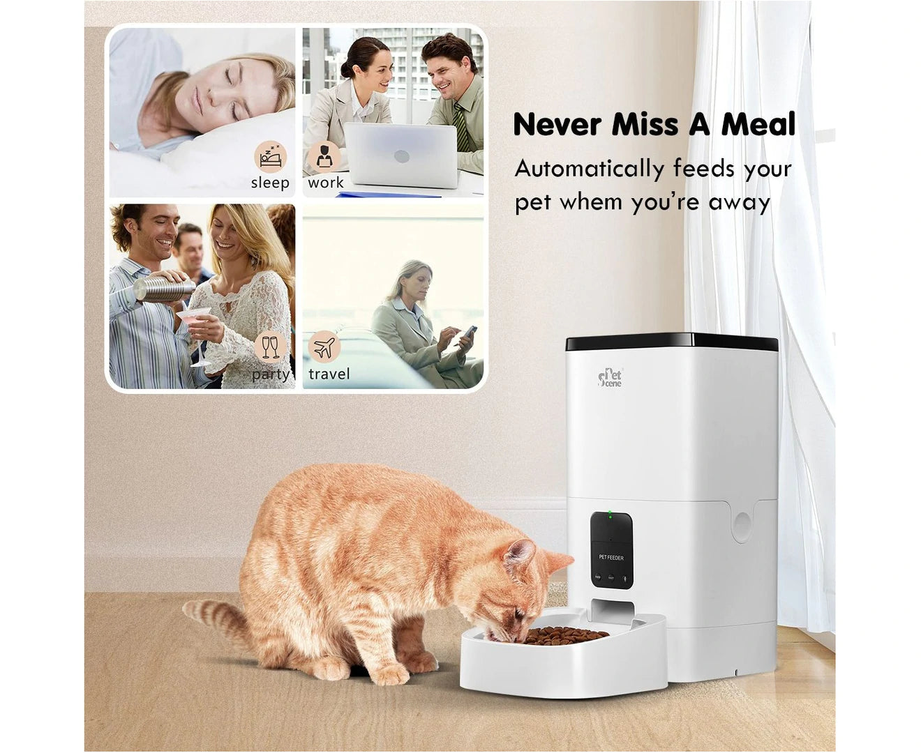 Petscene 6L Automatic Pet Feeder Wi-Fi Enabled Smart Dog Cat Feeder with App Remote Control