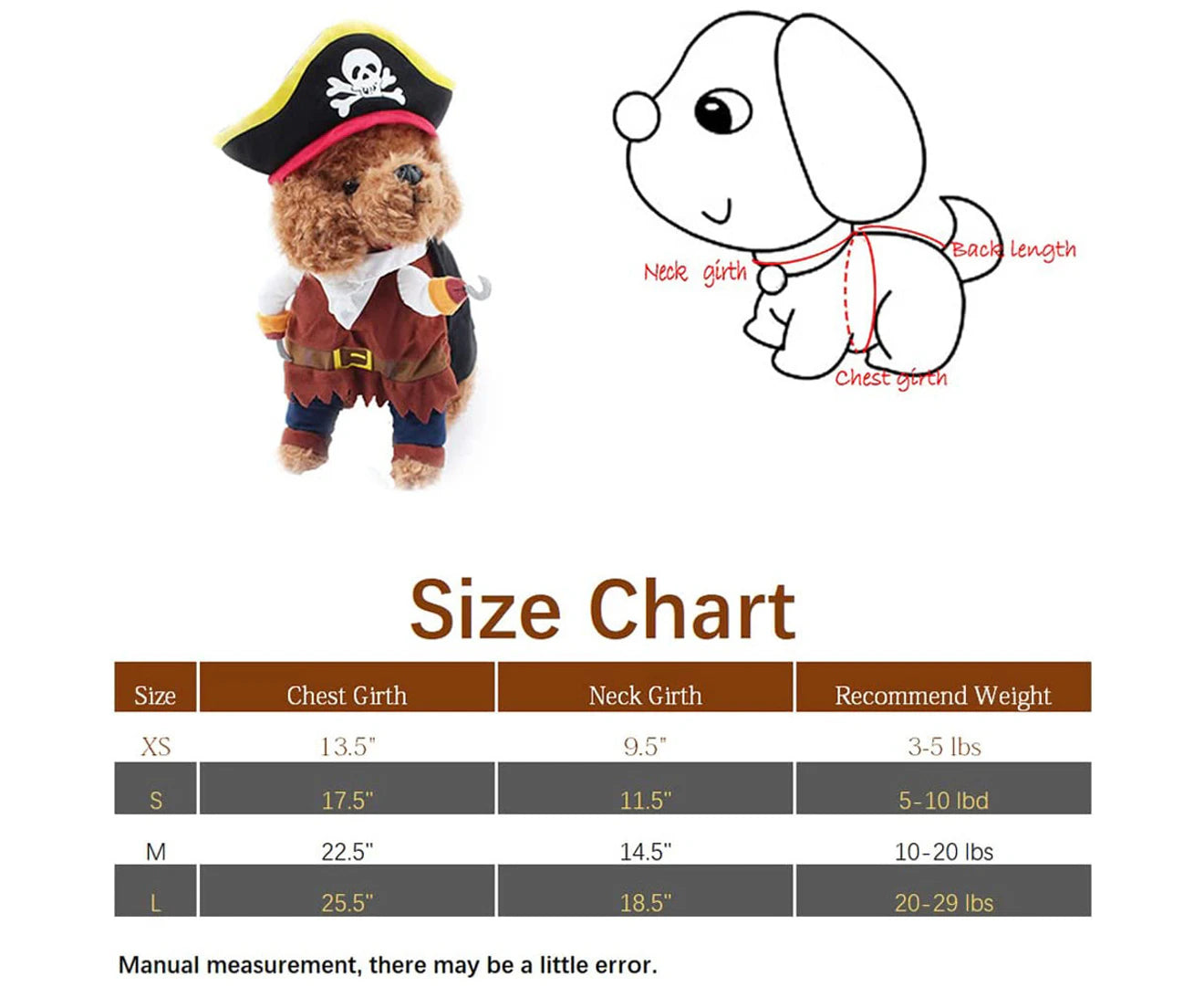 The Dog Turns into a Pirate Costume New Halloween Pet Costumes