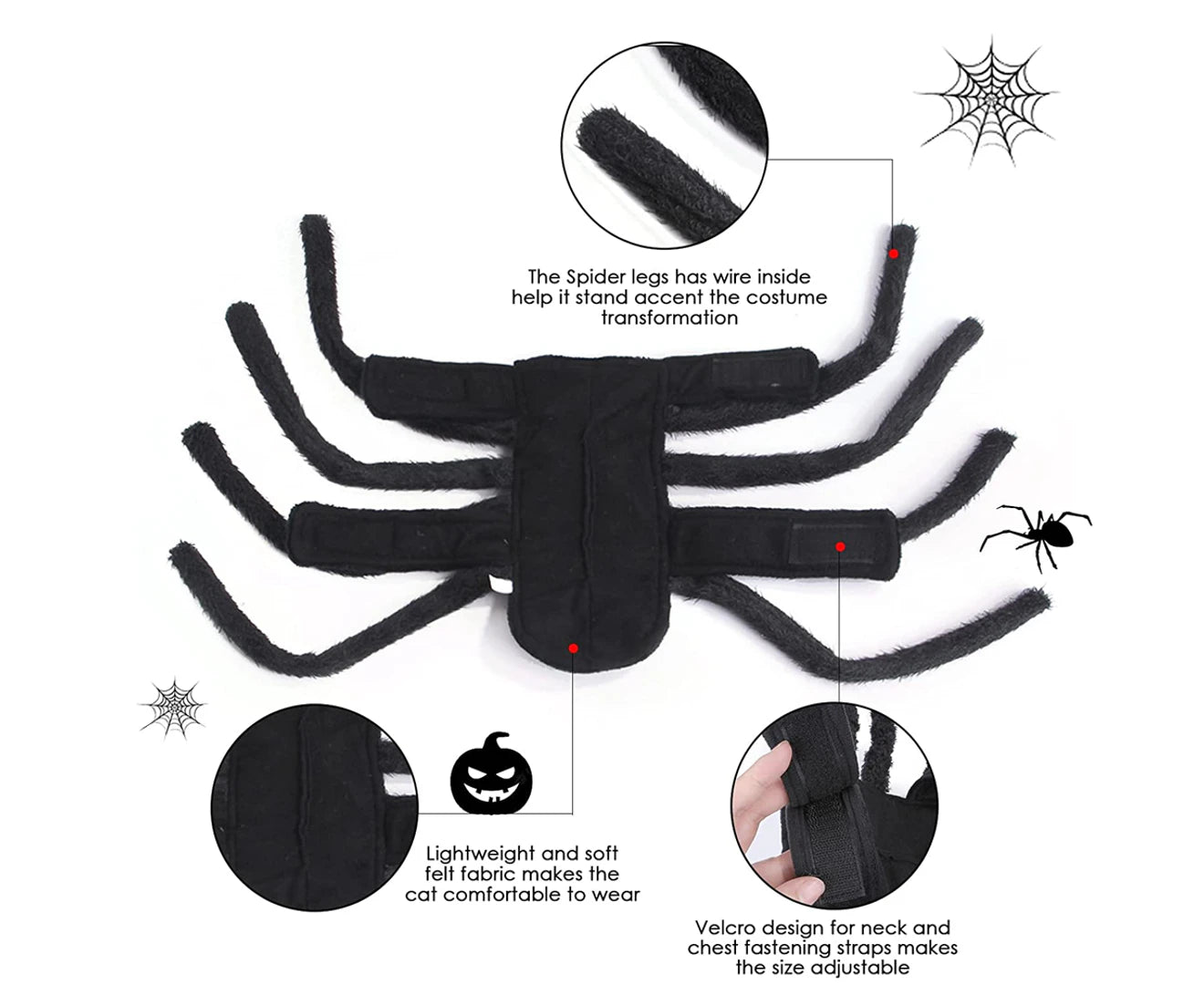 Dog Halloween Costumes- Spider Costume for Halloween Party,For Medium