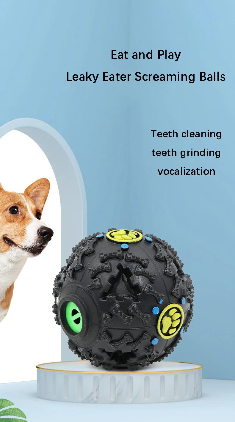 Dog Teething And Chewing Boredom Relief Dog Toys Sound-emitting Pet Toys Ball Puppy Boredom Puzzle Training Toys Leaky Food Ball