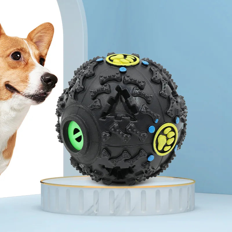 Dog Teething And Chewing Boredom Relief Dog Toys Sound-emitting Pet Toys Ball Puppy Boredom Puzzle Training Toys Leaky Food Ball