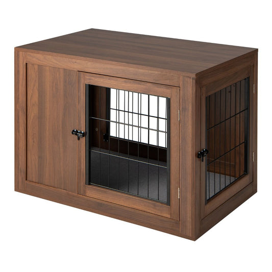 Furniture Dog Crate with Cushion & Double Mesh Doors for Indoor