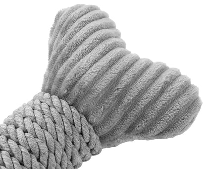 2 X Paws & Claws 30X14Cm Roped-Up Plush Bone Squeaker Pet/Dog Fun Play Toy Grey