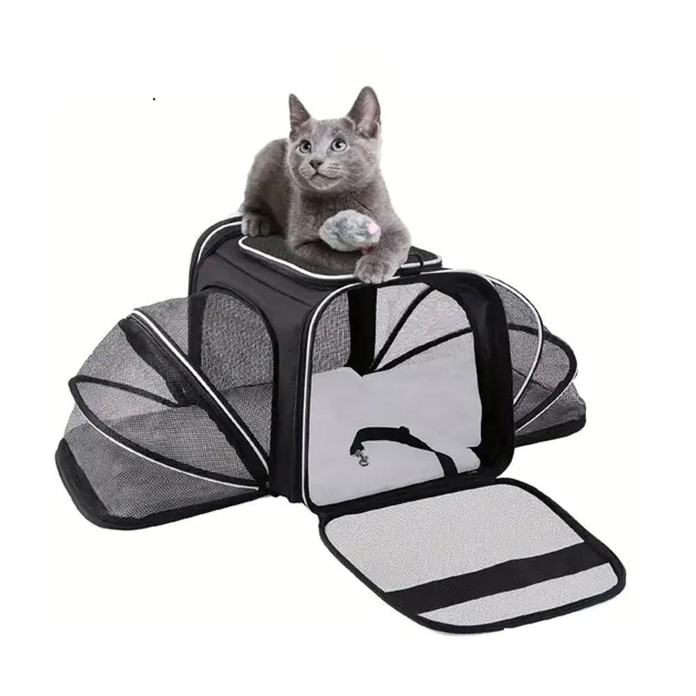 "Ultimate Airline Compliant Pet Carrier – TSA Approved, Expandable Design with Cozy Fleece Pad & Pockets for Cats and Dogs up to 20 lbs!"